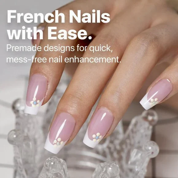 Cosmetics French Tip Press On Nails Pink Series, Small Coffin X-Pro Tips Starter - Picture 2 of 9